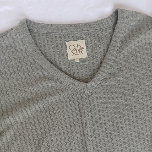Chaser Women's Long Sleeve Waffle Knit Thermal Top Green Size Large - Picture 2 of 14
